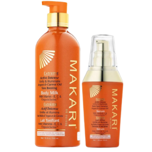 Makari Extreme Argan Et Carotte : Mes essentiels de Soin éclaircissant Unifiant et Illuminatrice : Lait + Sérum
